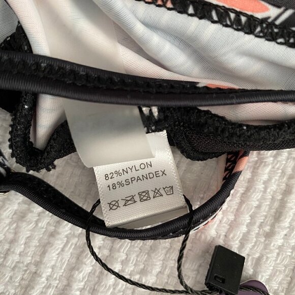 2 Piece Black Ruffle Layered  Floral Bathing Suit - Picture 12 of 12